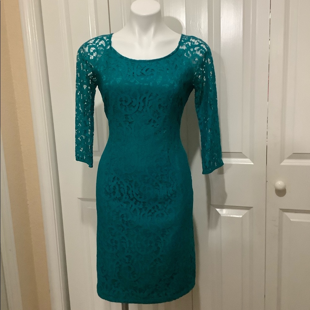 Leslie Fay turquoise dress